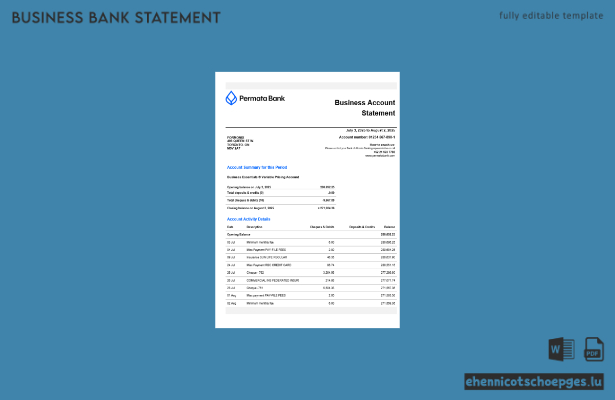 Permatabank-Kontoauszug (Word- und PDF-Format, Beispielvorschau)